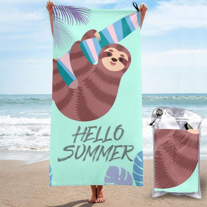 Blue Sloth Beach Towel