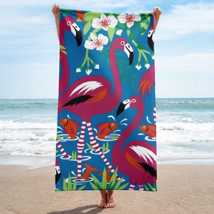 Pink Flamingo Beach Towel