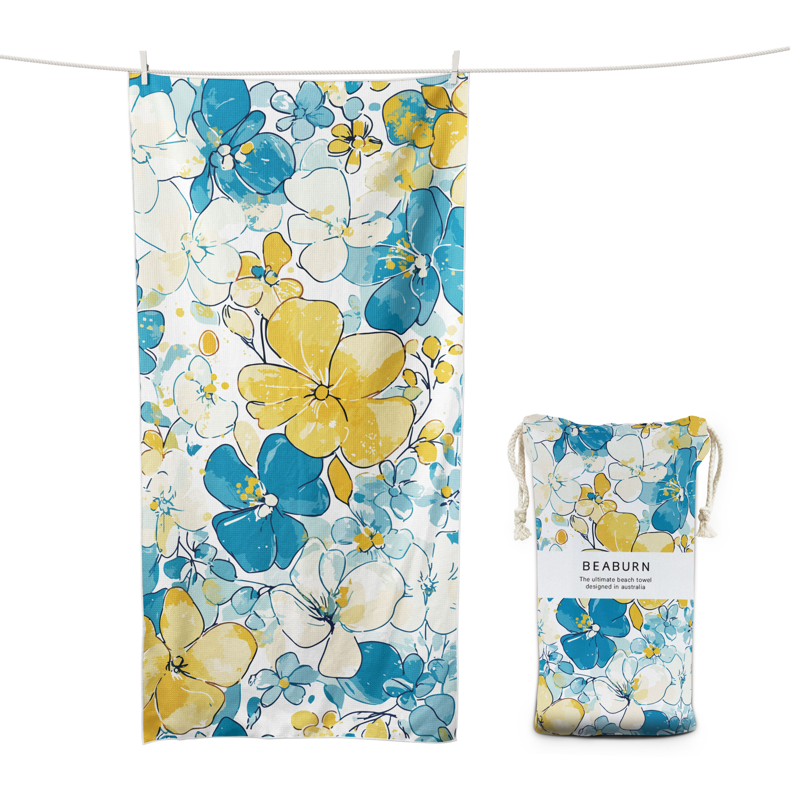 Pastel Blue Yellow Floral